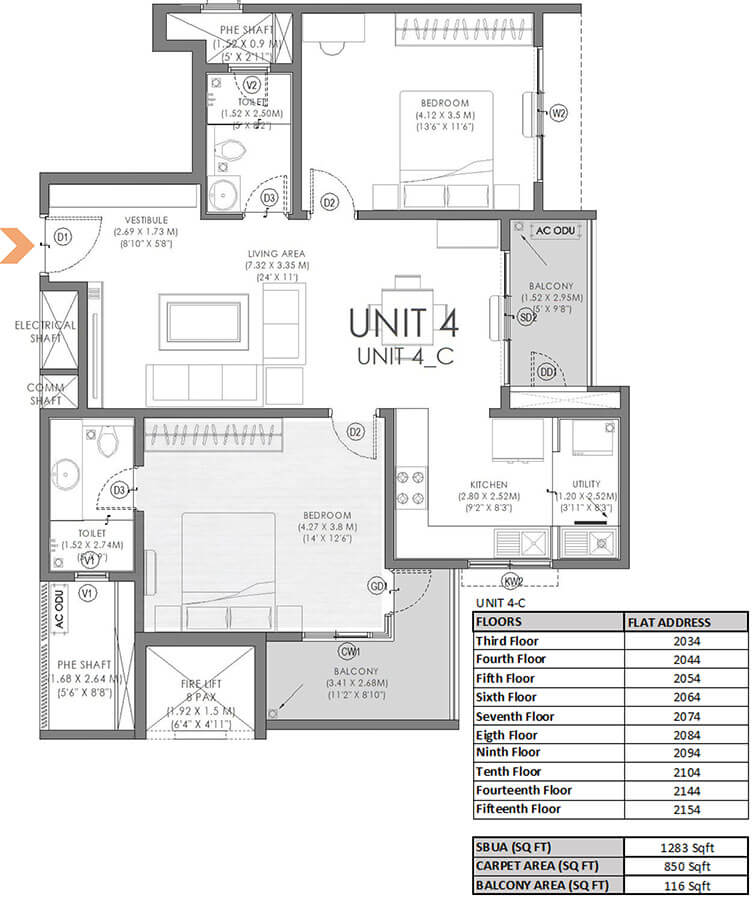 2BHK 1283 - Svamitva Soul Spring Codename HSR