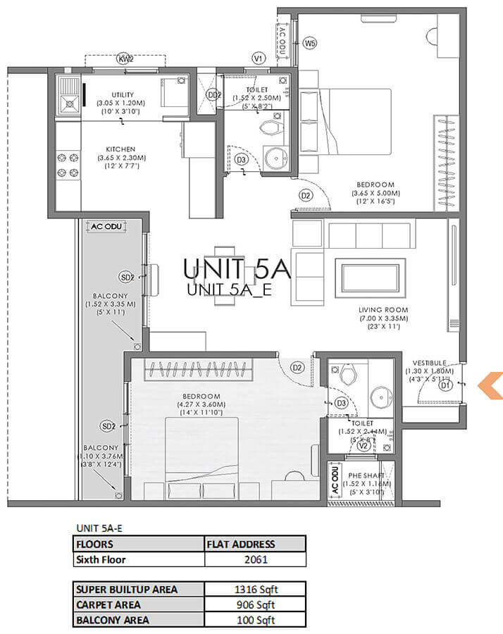 2BHK 1316 - Svamitva Soul Spring Codename HSR