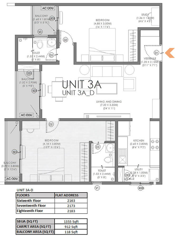 2BHK 1355 - Svamitva Soul Spring Codename HSR