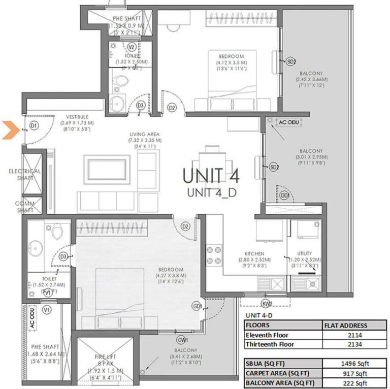 2BHK 1496 - Svamitva Soul Spring Codename HSR