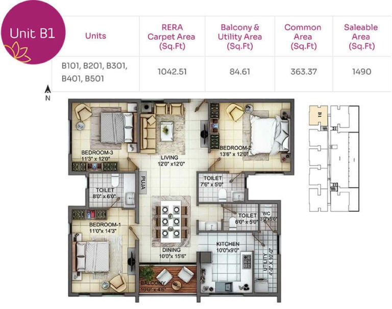 3BHK 1490 - TVH Nivaan Saligramam