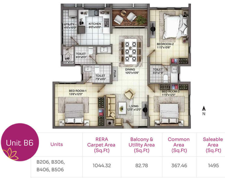 3BHK 1495 - TVH Nivaan Saligramam