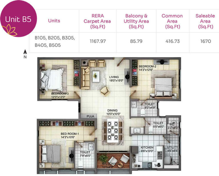 3BHK 1670 - TVH Nivaan Saligramam