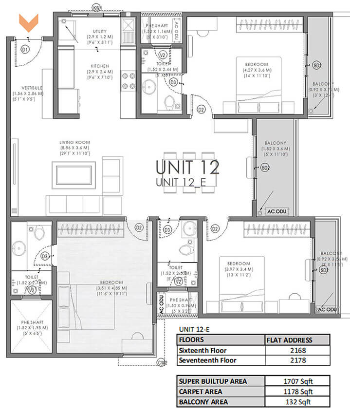 3BHK 1707 - Svamitva Soul Spring Codename HSR