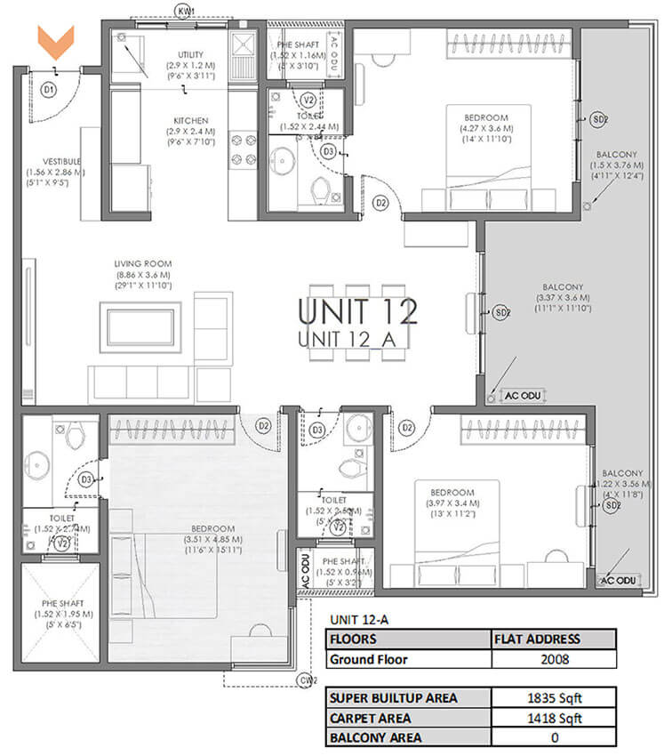 3BHK 1835 - Svamitva Soul Spring Codename HSR