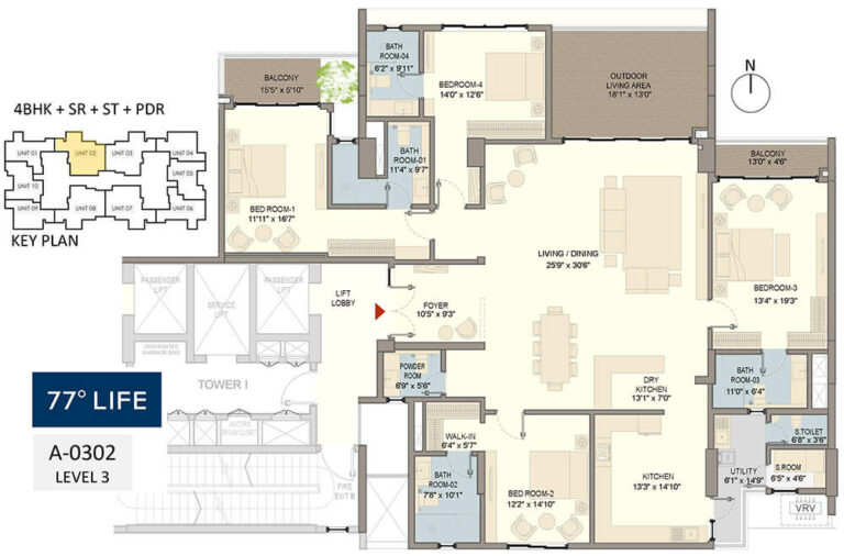 4BHK+SR+ST+PDR L3 - Divyasree 77 Life