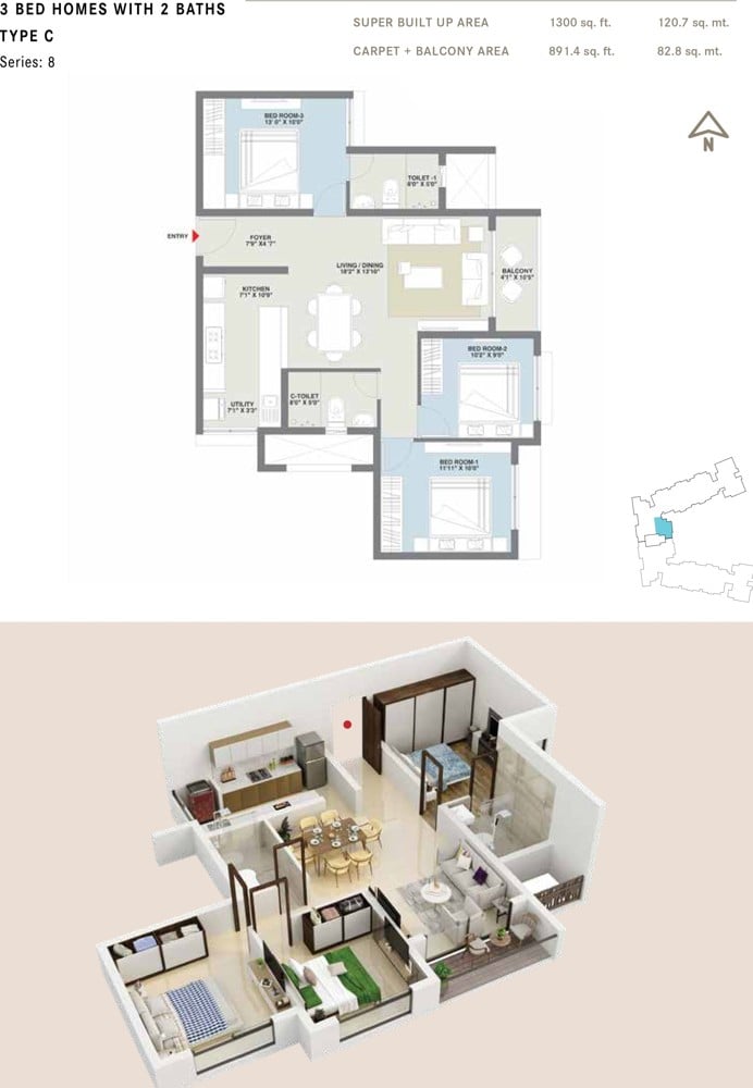 1300 3BHK+2T C - Century Codename New You Century Novus