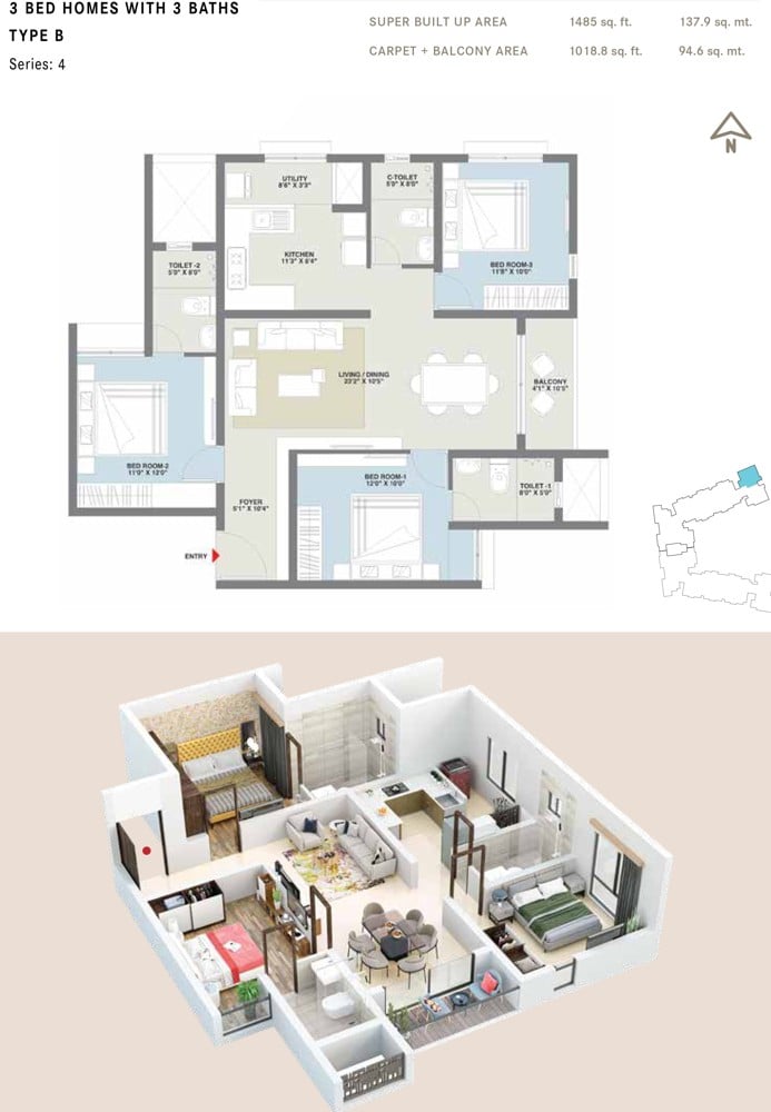 1485 3BHK+3T - Century Codename New You Century Novus