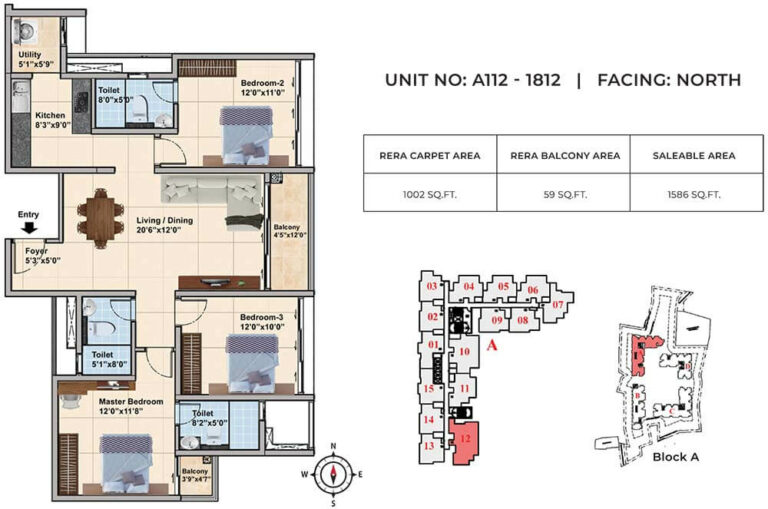 1586 3bhk+3t tvs emerald elements