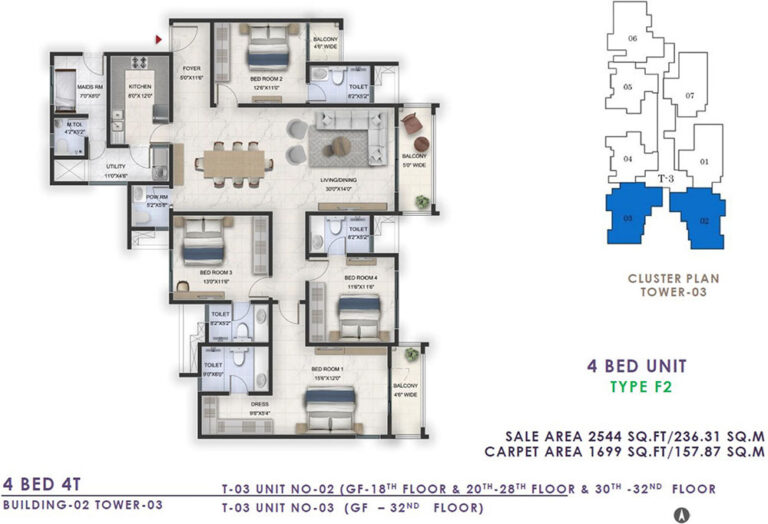 2544 4BHK+4T - Prestige Lavender Fields