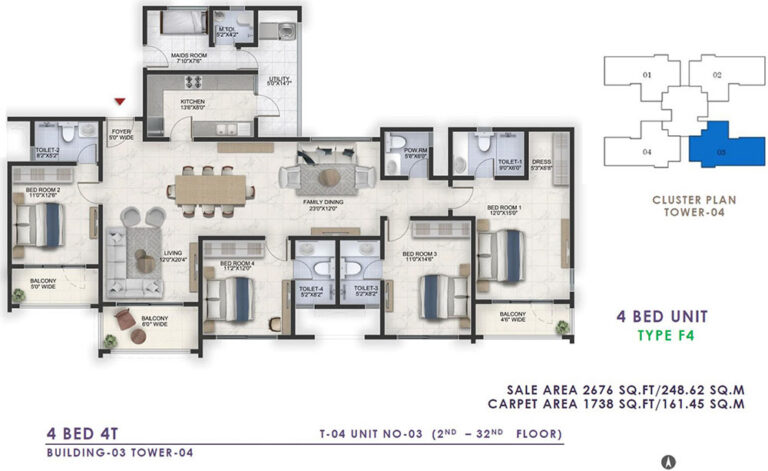 2676 4BHK+4T - Prestige Lavender Fields