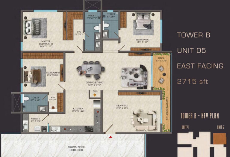 2715 3bhk b sas diamond towers