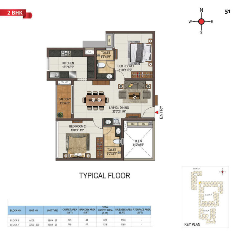 2bhk 1160 casagrand majestica