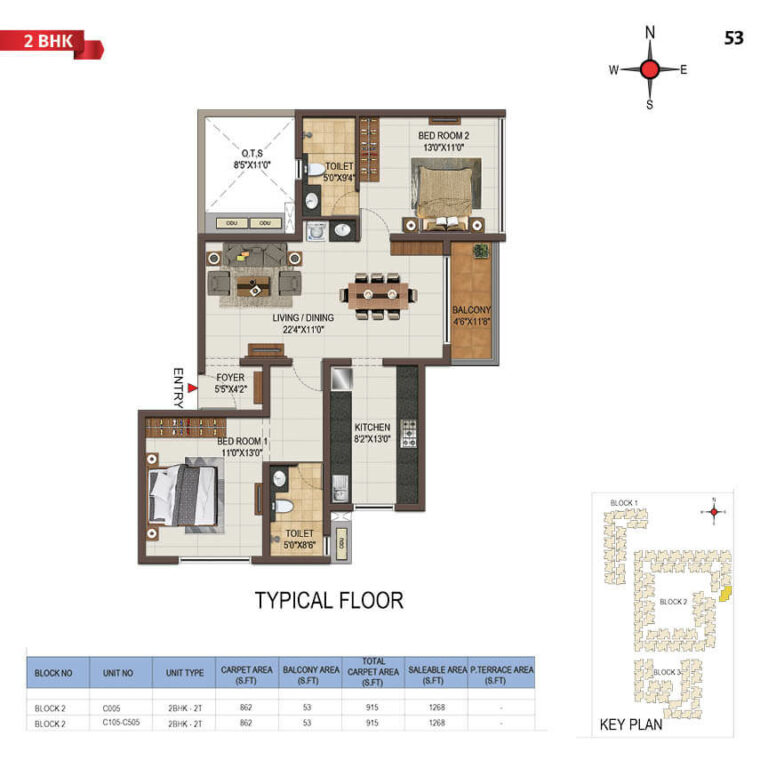 2bhk 1268 casagrand majestica