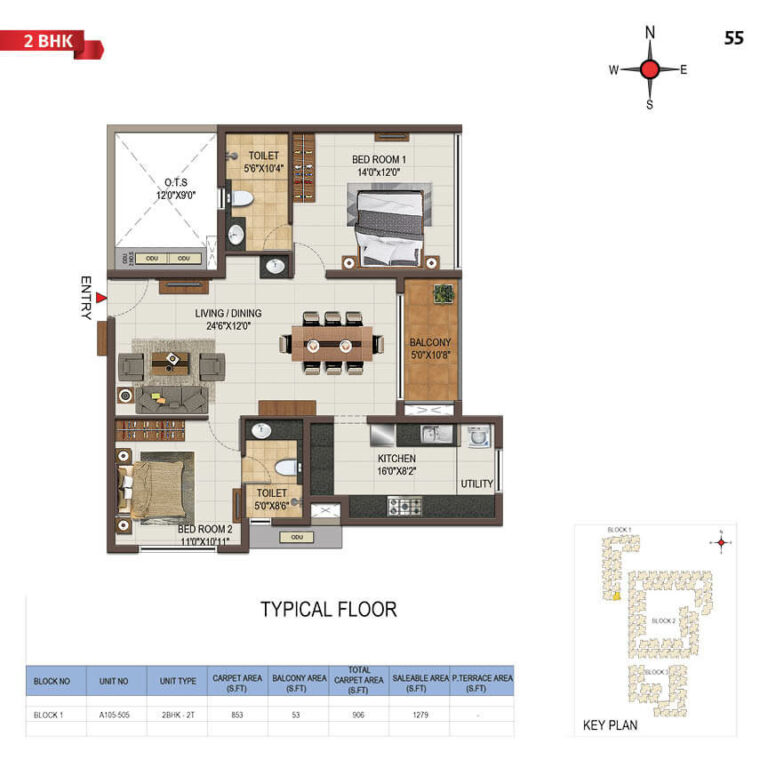 2bhk 1279 casagrand majestica