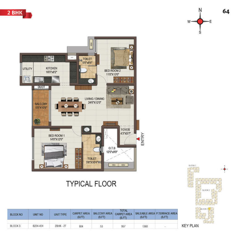 2bhk 1360 casagrand majestica