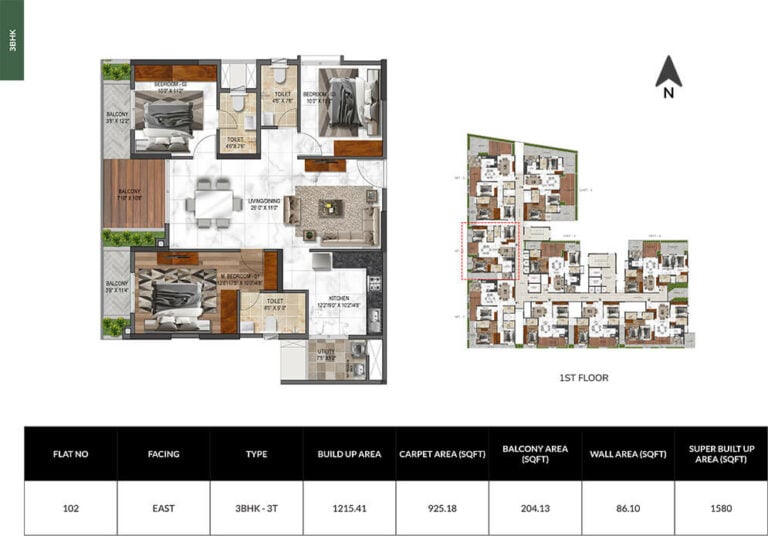 3bhk 1580 mana verdant jakkur