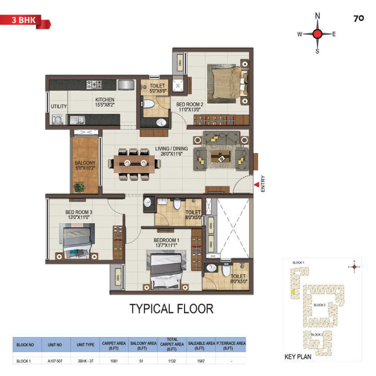 3bhk 1587 casagrand majestica