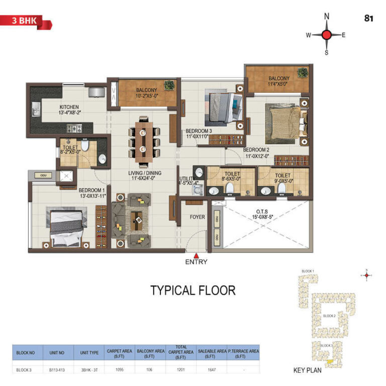 3bhk 1647 casagrand majestica