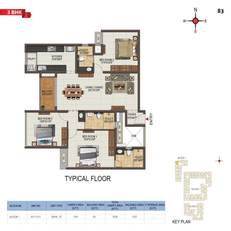 3bhk 1737 casagrand majestica