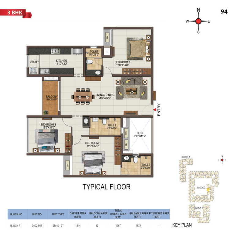3bhk 1772 casagrand majestica