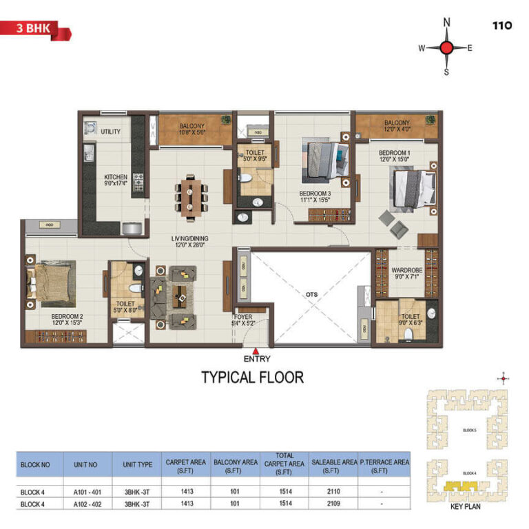 3bhk 2110 casagrand majestica