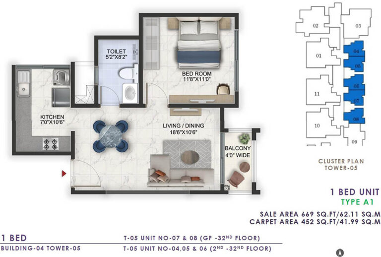 669 1BHK - Prestige Lavender Fields