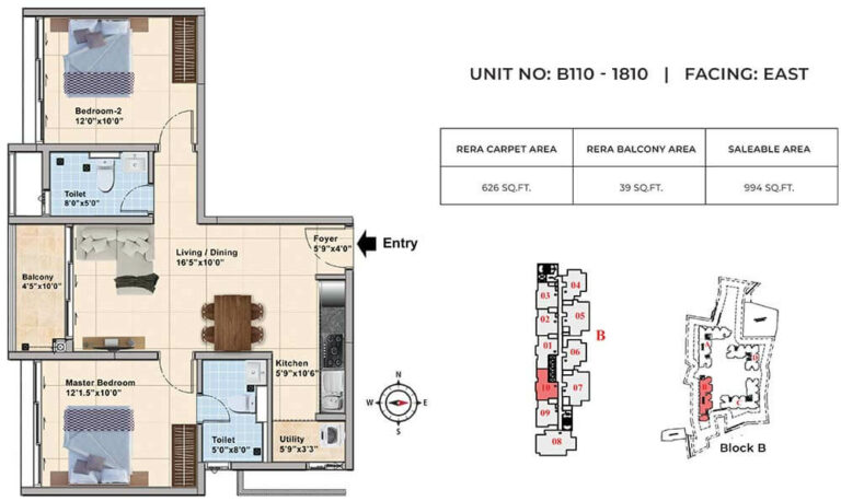 994 2bhk+2t tvs emerald elements