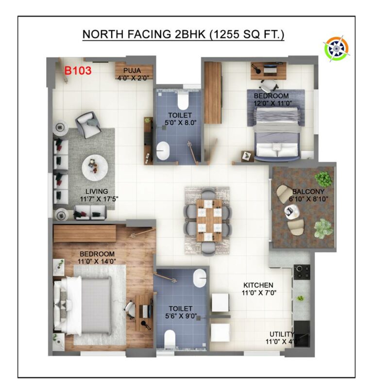 1255 2bhk abhee kings court