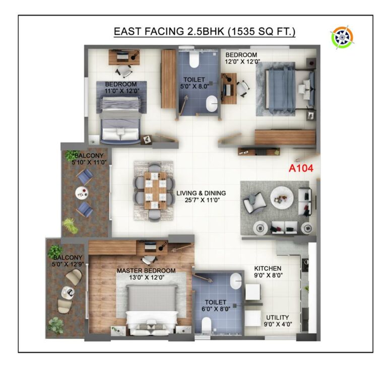 1535 2.5bhk abhee kings court