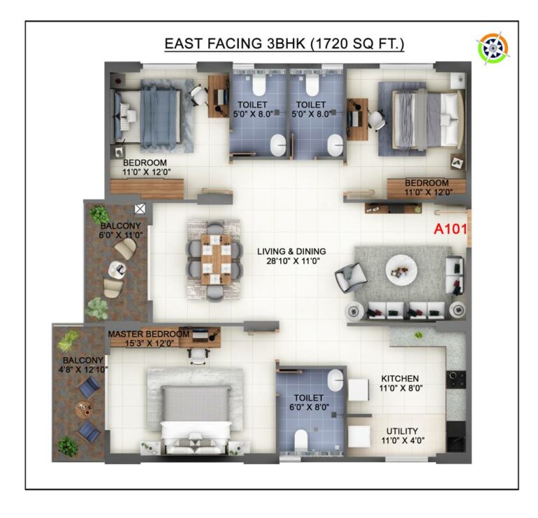 1720 3bhk abhee kings court