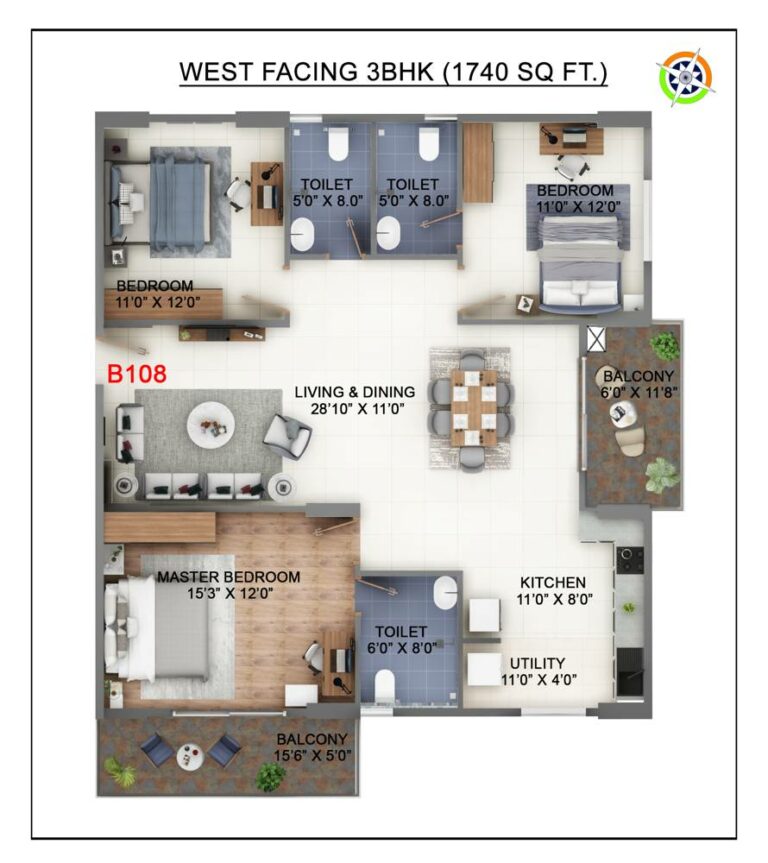 1740 3bhk abhee kings court