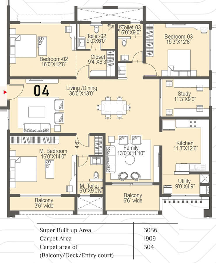 3bhk 3036 sattva lakeridge in neopolis