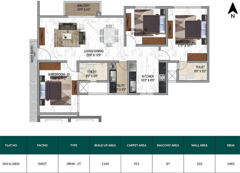 3bhk+2t 1483 mana sarjapur orchards