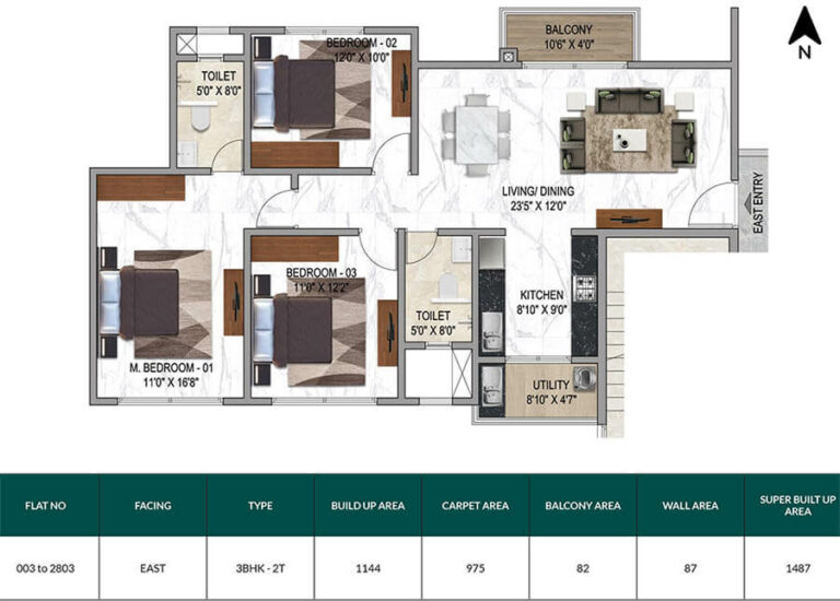 3bhk+2t 1487 mana sarjapur orchards