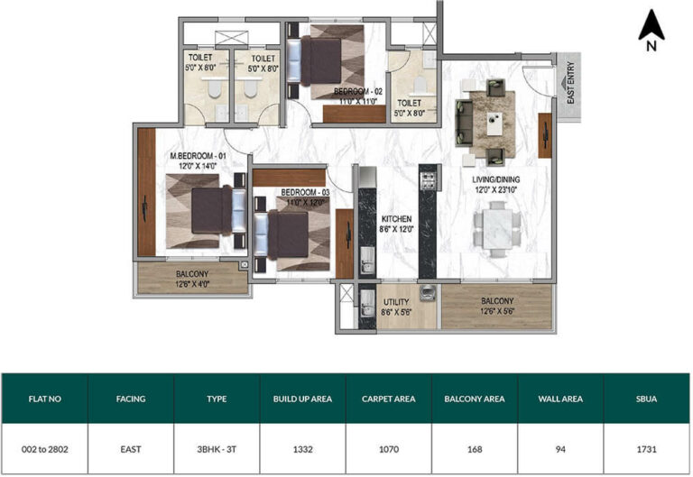 3bhk+3t 1731 mana sarjapur orchards