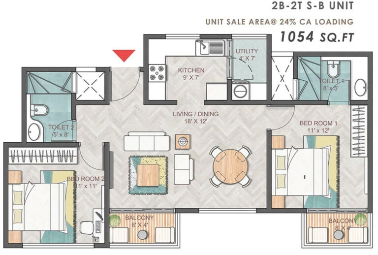 2bhk+2t 1054 prestige park grove