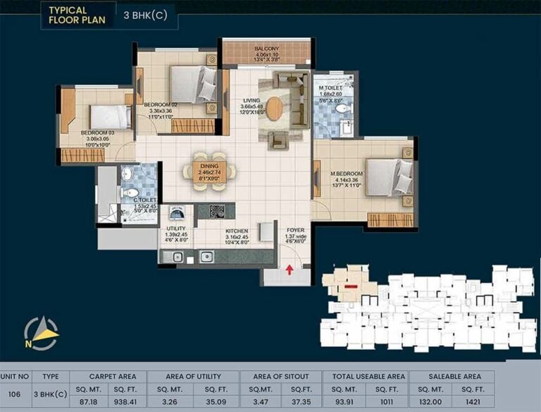 3bhk 1421 pride altius