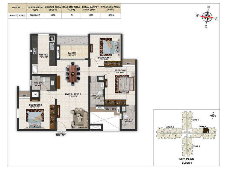 3bhk 1535 casagrand elinor