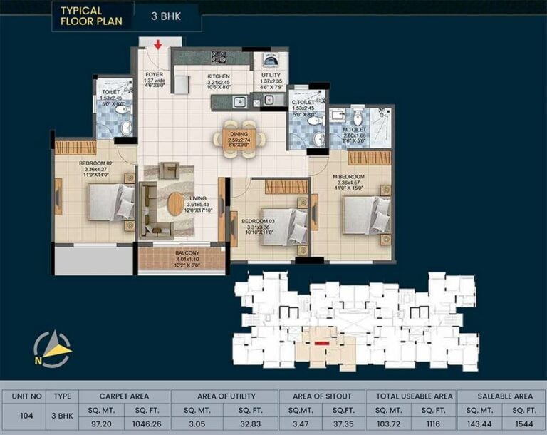 3bhk 1544 pride altius
