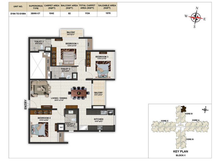 3bhk 1578 casagrand elinor