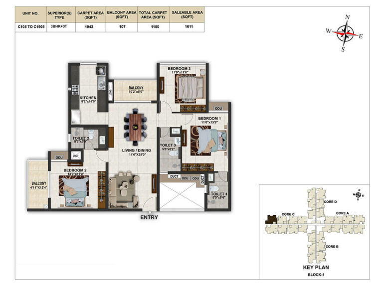 3bhk 1611 casagrand elinor