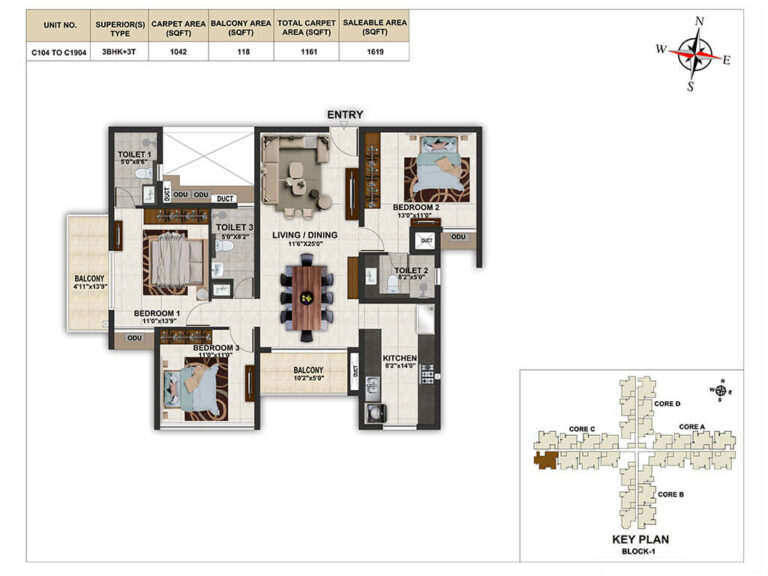 3bhk 1619 casagrand elinor