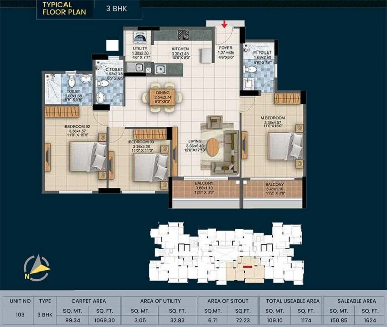 3bhk 1624 pride altius