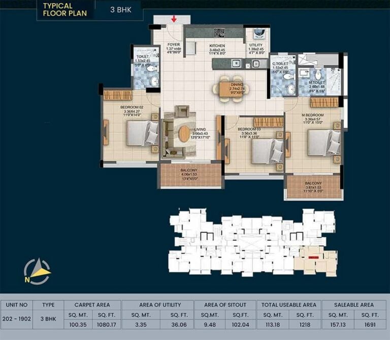 3bhk 1691 pride altius
