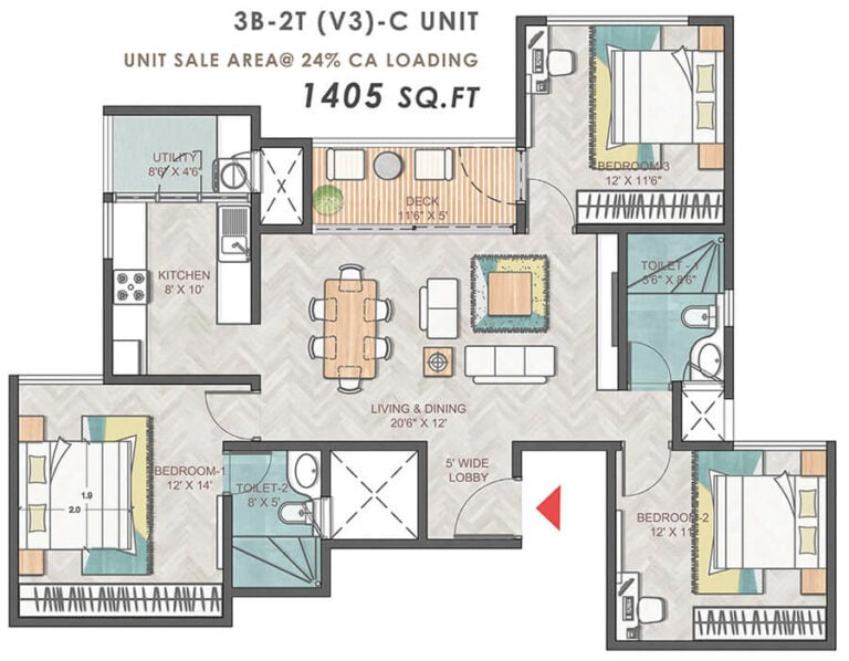 3bhk+2t 1405 prestige park grove