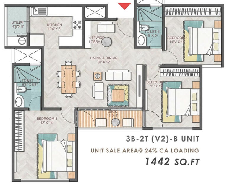 3bhk+2t 1442 prestige park grove