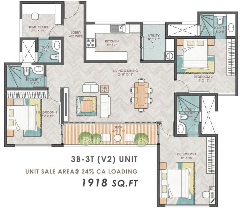 3bhk+3t 1918 prestige park grove