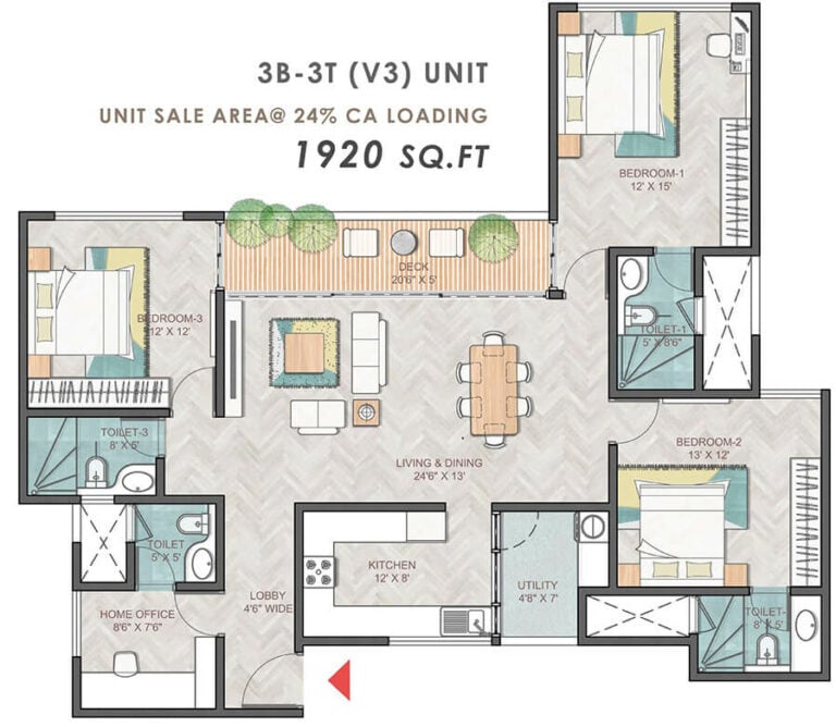 3bhk+3t 1920 prestige park grove