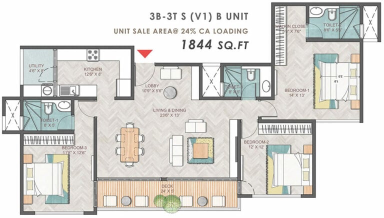 3bhk+3t+s 1844 prestige park grove